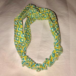 Vintage blue yellow and white elastic headband